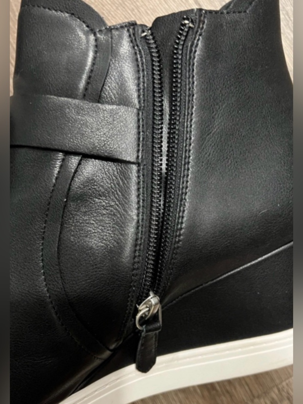 Paolo Black Wedge Ankle Sneakers with Decorative Strap - Picture 4 of 4